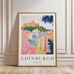 Edinburgh Scotland Travel Poster Cityscape Wall Art - thumbnail 1