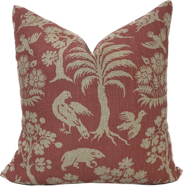 Schumacher Woodland Silhouette Rhubarb Cushion Cover Pillow Double Sided - image 1