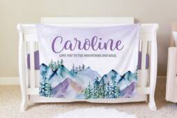 Mountains Blanket, Personalized Baby Blanket Gift, Toddler Forest Decor, Birthday Mountain Theme, Adventure Awaits