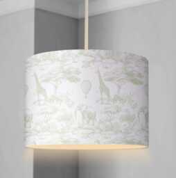 Lampshade - Nursery Chinoiserie Toile De Jouy Safari Green, Lampshade Or Table Lampshade Childrens Room Round