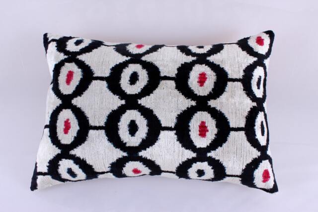 Ikat Velvet Pillow Cover, Handmade Cushion, Decorative Throw Pillow, Boho Cushion Turkish Home Decor - image 1