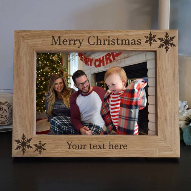 Merry Christmas - Personalised Photo Frame Engraved Wooden Picture Frame Gift - image 1