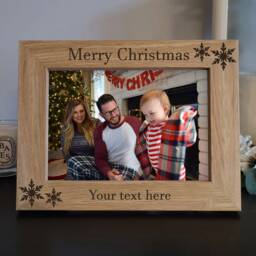 Merry Christmas - Personalised Photo Frame Engraved Wooden Picture Frame Gift - thumbnail 1