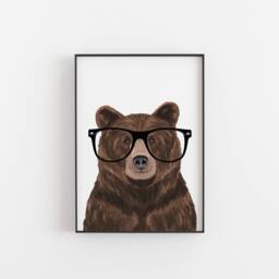 Bear Print, Brown With Glasses, Animal Lover Gift - thumbnail 3