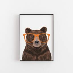Bear Print, Brown With Glasses, Animal Lover Gift - thumbnail 2