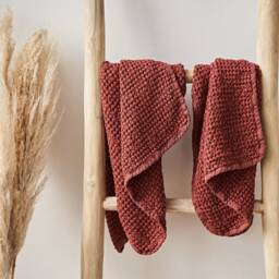 Set Of 2 Waffle Linen Hand Towels Heavyweight Cotton-Linen Blend - thumbnail 2