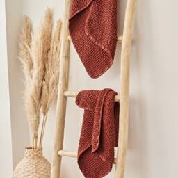 Set Of 2 Waffle Linen Hand Towels Heavyweight Cotton-Linen Blend - thumbnail 3