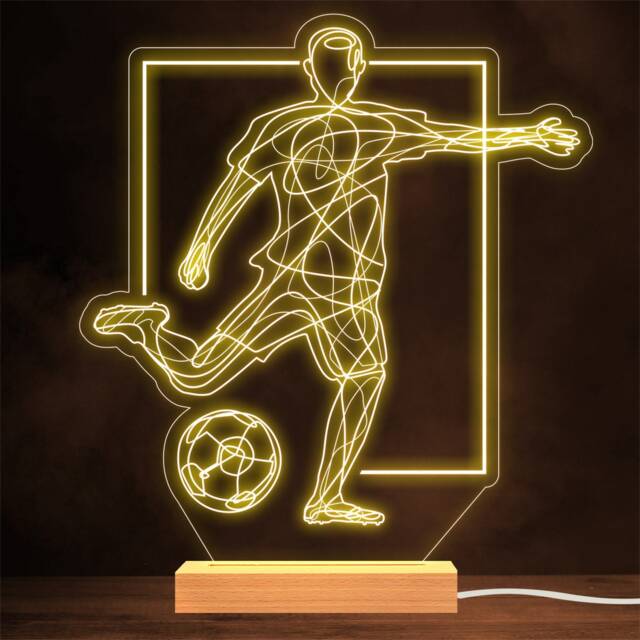 Footballer Line Art Kicking Ball Personalised Gift Lamp Night Light - image 1