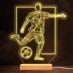 Footballer Line Art Kicking Ball Personalised Gift Lamp Night Light