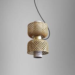 Handmade Woven Bamboo Pendant Light Minimalist Sustainable Home Decor - thumbnail 2
