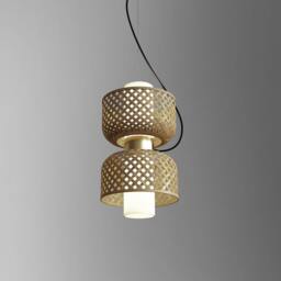 Handmade Woven Bamboo Pendant Light Minimalist Sustainable Home Decor - thumbnail 3