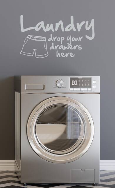 Laundry Drop Your Drawers Wall Decal - Removable Whimsical Vinyl Sticker For Room Mud - image 1
