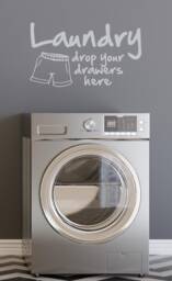 Laundry Drop Your Drawers Wall Decal - Removable Whimsical Vinyl Sticker For Room Mud - thumbnail 1