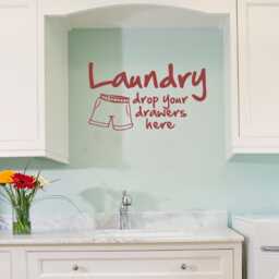 Laundry Drop Your Drawers Wall Decal - Removable Whimsical Vinyl Sticker For Room Mud - thumbnail 3
