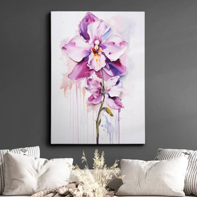 Vibrant Orchid Flower Petals Abstract Oil Painting Framed Poster Print & Canvas Wall Decor Art Bedroom Home Interior Floral Gift - image 1