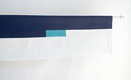 Nautical Valance, Navy Blue White Teal Rod Pocket Modern Valence For Beach Cabin Decor, Custom Made To Order