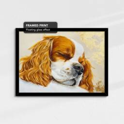 King Charles Sleeping Abstract Dog Oil Painting Framed Poster Print Or Canvas Wall Decor Art Bedroom Home Interior Gift For Pet Lover - thumbnail 2