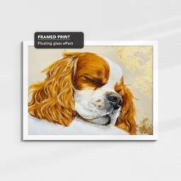 King Charles Sleeping Abstract Dog Oil Painting Framed Poster Print Or Canvas Wall Decor Art Bedroom Home Interior Gift For Pet Lover - thumbnail 3