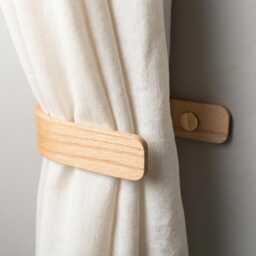Curtain Holdbacks, Oak Tiebacks, Wooden Pull Backs, Interior Design, Brass Fittings - thumbnail 4