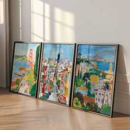 Set Of 3 San Francisco Posters, Usa Wall Art Prints, Travel Poster Set, California Cityscape Golden Gate Decor Posters - thumbnail 4