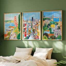 Set Of 3 San Francisco Posters, Usa Wall Art Prints, Travel Poster Set, California Cityscape Golden Gate Decor Posters - thumbnail 3