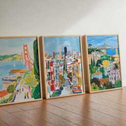 Set Of 3 San Francisco Posters, Usa Wall Art Prints, Travel Poster Set, California Cityscape Golden Gate Decor Posters - thumbnail 2