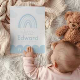 Rainbow Blue Birth Print, Details, Poster, New Baby Boy Gift, Name Sentimental, Nursery A4 A3 Wall Art - thumbnail 2