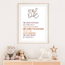 Its Ok Not To Be Print, Positive Affirmation Prints, Girls Bedroom Wall Art, Decor, Self Care Kids - thumbnail 3