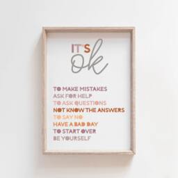 Its Ok Not To Be Print, Positive Affirmation Prints, Girls Bedroom Wall Art, Decor, Self Care Kids - thumbnail 2