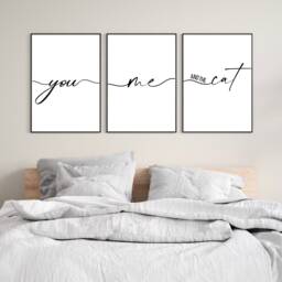 Set Of 3 Posters, Home Decor Prints, Bedroom You Me & The Cat, Living Room Cat Owner Gift, Lover Wall Prints - thumbnail 1