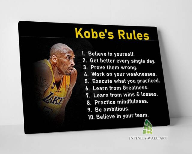 Kobe Bryant Motivational Rules Canvas Art Wall Print Picture Sports Quote Basketball Framed Home Decor -E240 - image 1