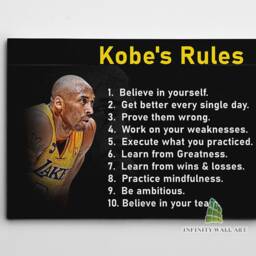 Kobe Bryant Motivational Rules Canvas Art Wall Print Picture Sports Quote Basketball Framed Home Decor -E240 - thumbnail 2