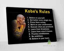 Kobe Bryant Motivational Rules Canvas Art Wall Print Picture Sports Quote Basketball Framed Home Decor -E240 - thumbnail 1