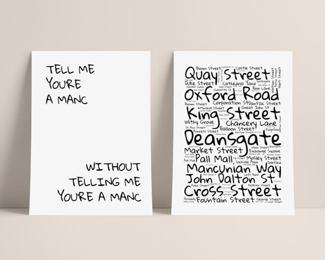 Tell Me You're A Manc, Without Telling Manc Wall Print Set, Manchester Streets Print, Prints - image 1