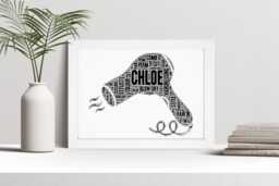 Personalised Hair Dryer Word Art Print, Stylist Gift, Custom Wall Framed Picture, Present For Hairdresser Nl - thumbnail 1