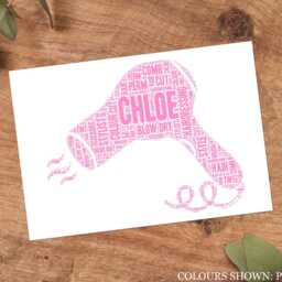 Personalised Hair Dryer Word Art Print, Stylist Gift, Custom Wall Framed Picture, Present For Hairdresser Nl - thumbnail 3