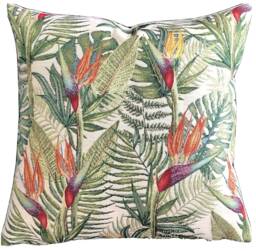 Birds Of Paradise Woven Cushion Cover Tropical Palm Leaf Pillow - thumbnail 1