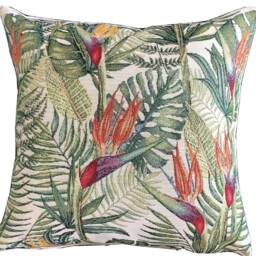 Birds Of Paradise Woven Cushion Cover Tropical Palm Leaf Pillow - thumbnail 2