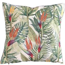 Birds Of Paradise Woven Cushion Cover Tropical Palm Leaf Pillow - thumbnail 3