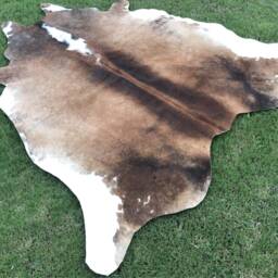 Tricolor Natural Cow Skin Area Rug Hand Made Cowhide Leather Hide For Bedroom Southwestern Carpet - thumbnail 2