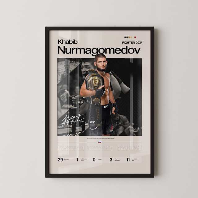 Khabib Nurmagomedov Poster, Ufc Inspired Mma Wall Art, Fighter Legacy Print, Combat Sports Gym Decor Gift - image 1