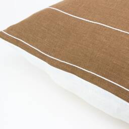 Brown Linen Pillow Cases White Striped Covers, Sustainable Cushion Cover 50x50 Case, Minimalist Throw Pillow - thumbnail 3
