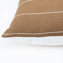 Brown Linen Pillow Cases White Striped Covers, Sustainable Cushion Cover 50x50 Case, Minimalist Throw Pillow - thumbnail 2