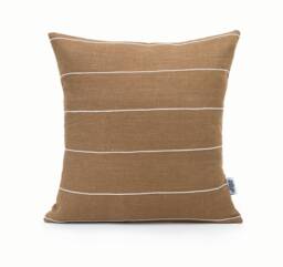 Brown Linen Pillow Cases White Striped Covers, Sustainable Cushion Cover 50x50 Case, Minimalist Throw Pillow