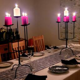 Peek Through Large Candelabra, Five Candle Sticks, Traditional, Hand Forged, Perfect For Dining Table, Tall Stick, Metal Candlestick - thumbnail 2