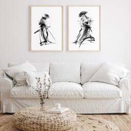 Japanese Samurai Sumi-E Ink Art Print - Zen Warrior Painting Minimalist Wall Decor Martial Arts Home Poster - thumbnail 2
