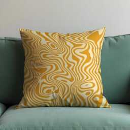 Abstract Yellow Cushion Cover, Swirling Geometric Line Pillow Case, Retro Fluid Pattern Throw Mid-Century Modern - thumbnail 4