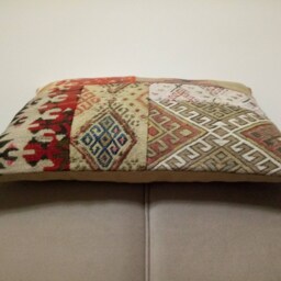 Patchwork Kilim Pillow 16x24 Inches Turkish Anatolian Lumbar Pillowcase Sofa Cover - thumbnail 3