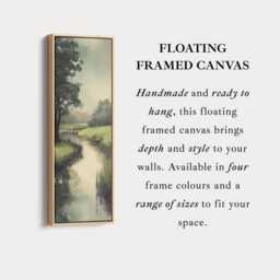 Tall River Landscape Vertical Wall Art Framed Canvas Print Nature Painting Long For Hallway Bedroom Or Living Room - thumbnail 2