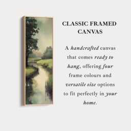 Tall River Landscape Vertical Wall Art Framed Canvas Print Nature Painting Long For Hallway Bedroom Or Living Room - thumbnail 3